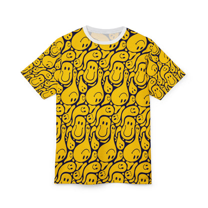 Smiley Face  Cut & Sew Tee, Fun Graphic Shirt, Casual Wear, Gift for Friends, Bright Summer Fashion, Cheerful Tee