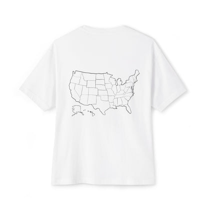 Boxy Tee with US Map Design, Comfortable Graphic Tee, Casual Wear, Gift for Travelers, Summer Outfit, Eco-Friendly Tee