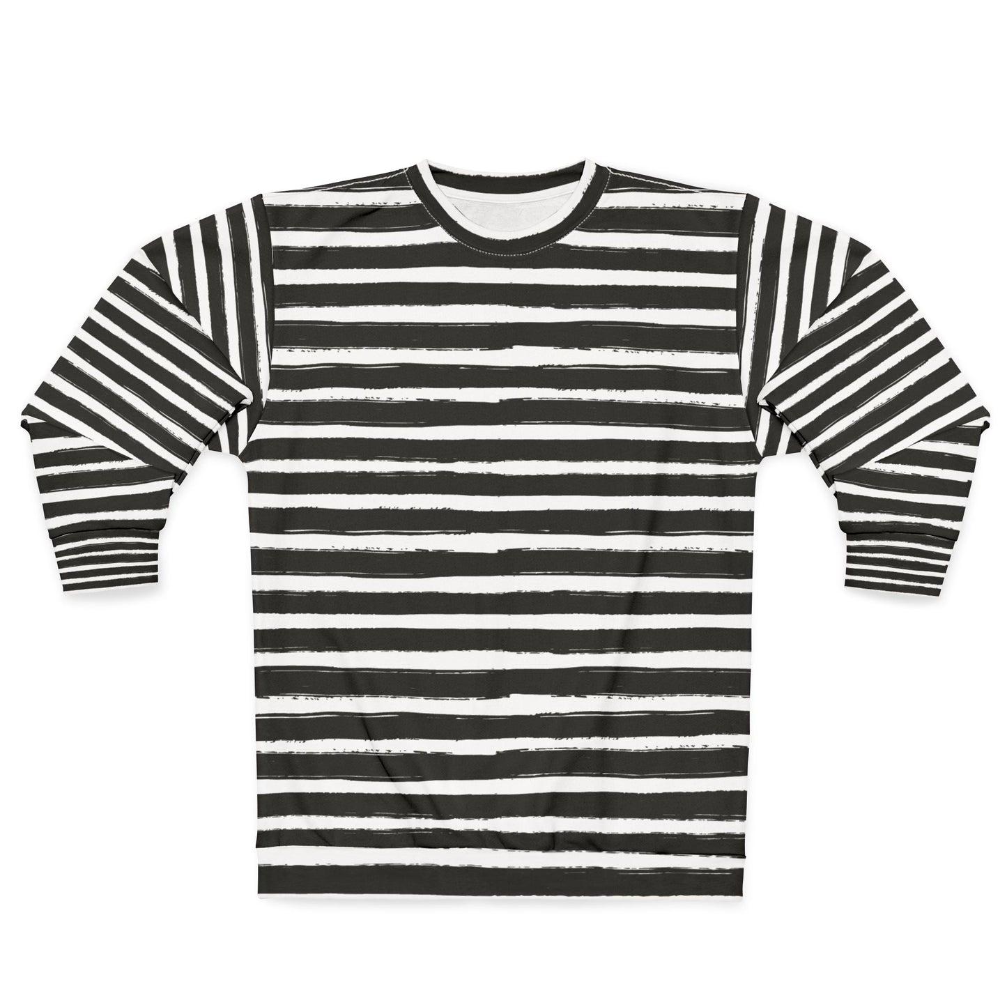 Trendy Black and White Striped  Sweatshirt, Casual Wear, Cozy Gift, Street Style, Layering Piece, Comfortable Fashion