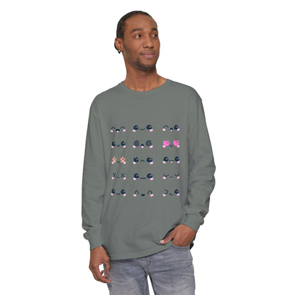 Cute Emojis Long Sleeve T-Shirt, Casual Wear, Gift for Friends, Cute Long Sleeve, Everyday Style, Graphic Tee
