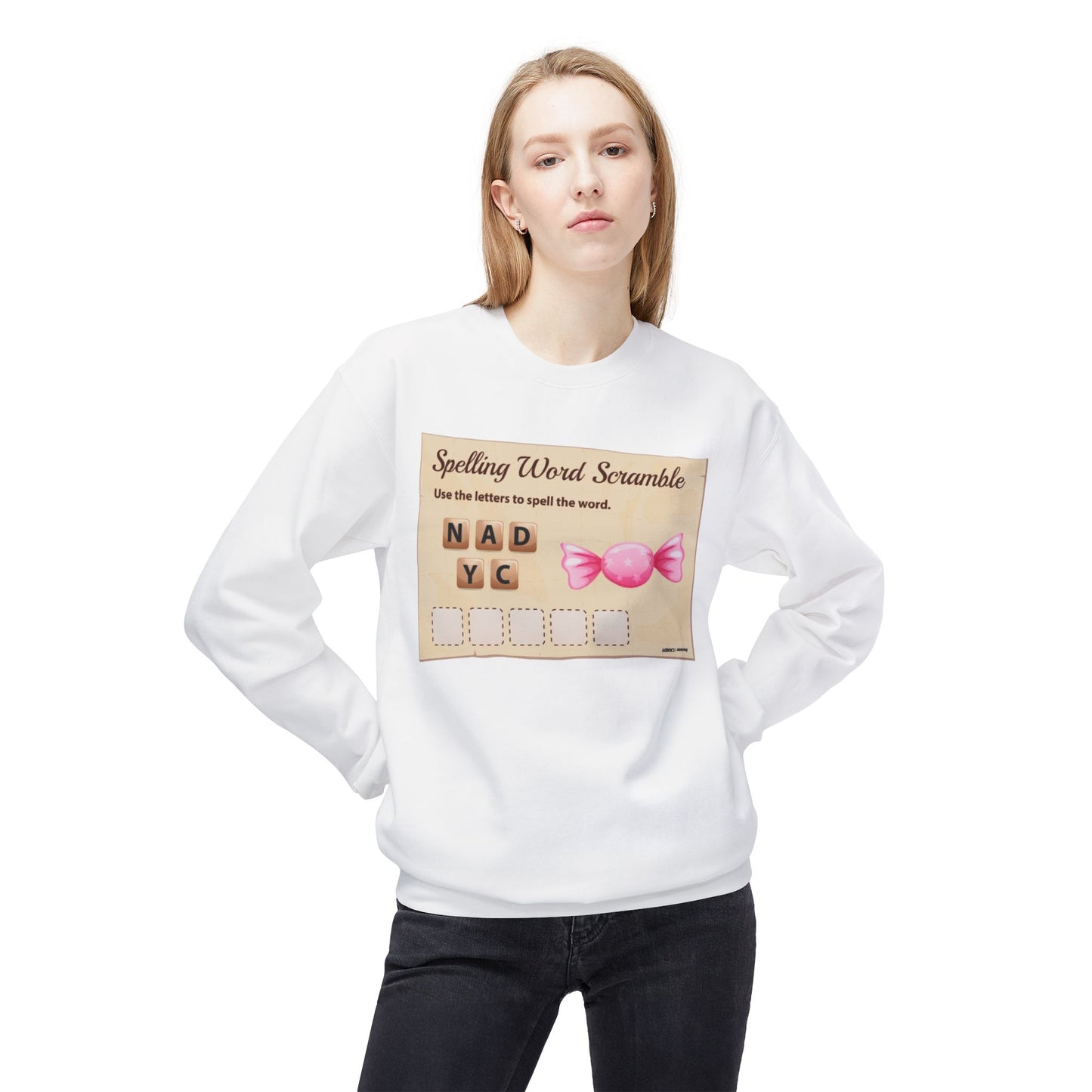 Creative Spelling Word Scramble Crewneck Sweatshirt, Fun Apparel, Unique Gift, Cozy Wear, Interactive Teaching Tool