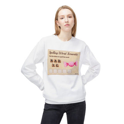 Creative Spelling Word Scramble Crewneck Sweatshirt, Fun Apparel, Unique Gift, Cozy Wear, Interactive Teaching Tool