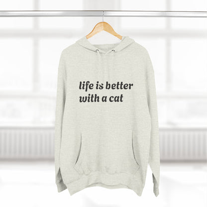 Cat Lover's Three-Panel Fleece Hoodie - Cozy Cat Hoodie, Gift for Cat Lovers, Cute Pet Apparel, Cat Mom Sweatshirt, Birthday Gift