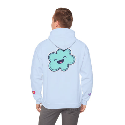 Cute Illustrated Hoodie with Flowers,  Sweatshirt for Spring, Funny Cloud Design, Gift for Teens, Cozy Casual Wear