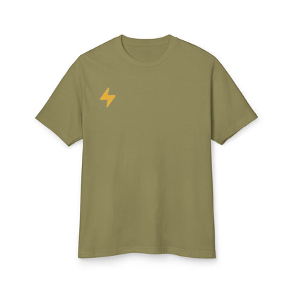 Heavyweight Cotton Tee with Lightning Bolt Design, Casual T-Shirt for Everyday Wear, Gifts for Friends, Birthday, Music Festival