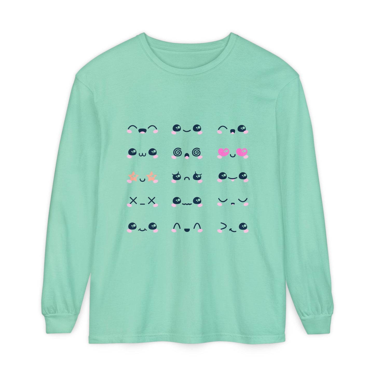 Cute Emojis Long Sleeve T-Shirt, Casual Wear, Gift for Friends, Cute Long Sleeve, Everyday Style, Graphic Tee