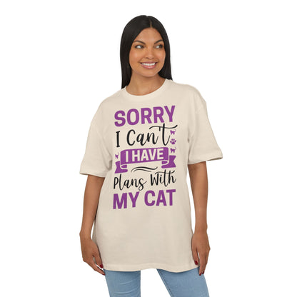 Cat Lover's Oversize Tee: Sorry I Can't, I Have Plans With My Cat - Funny Pet Tee, Gift for Cat Owners, Casual Everyday Wear, [...]