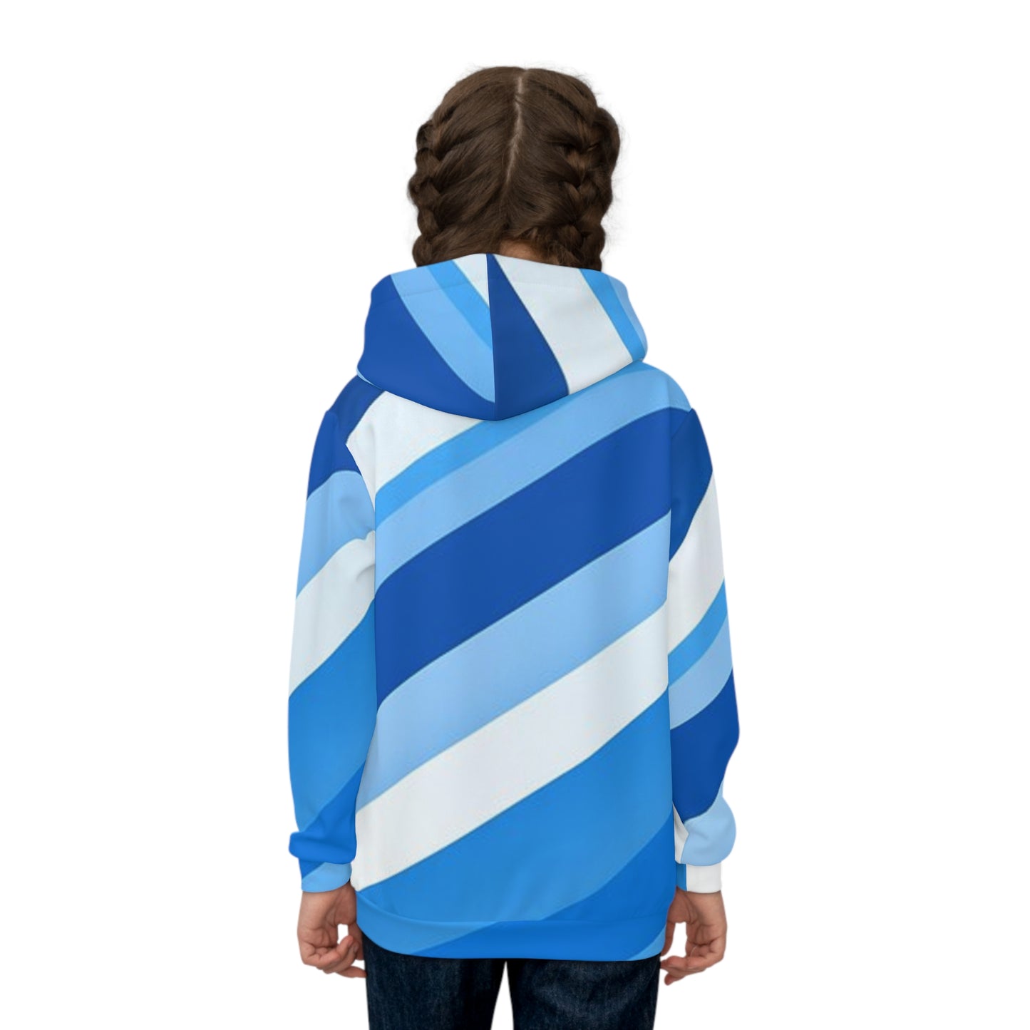 Vibrant Blue Striped Children's Hoodie, Cozy Kid's Apparel, Perfect for Playdates, Casual Wear, Birthday Gifts, Everyday Comfort