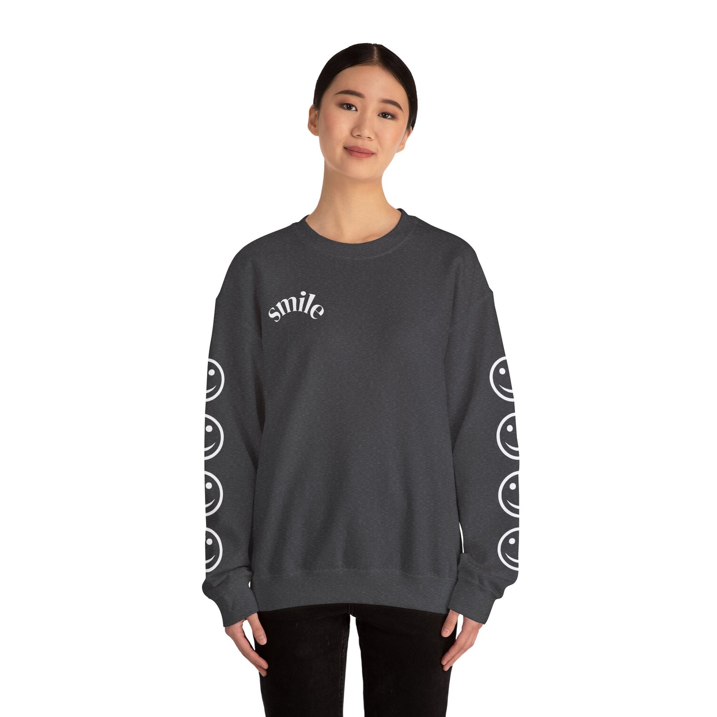 Smiley Face Crewneck Sweatshirt , Casual Wear, Gift for Friends, Cozy Layering, Everyday Comfort