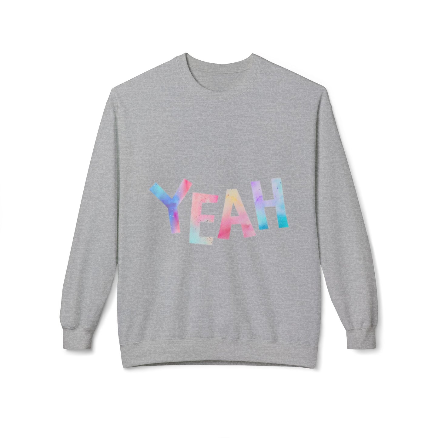 Colorful 'YEAH' Crewneck Sweatshirt,  Sweatshirt, Inspirational Gift, Cozy Fleece, Casual Wear, Everyday Comfort