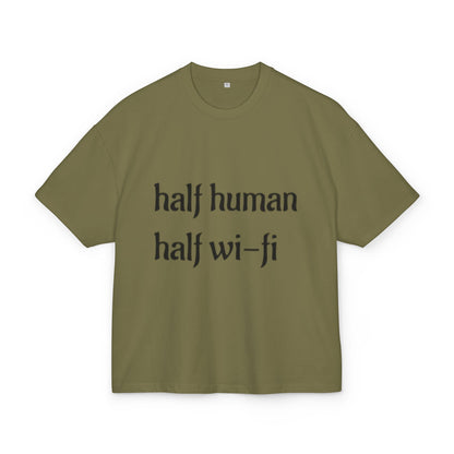 Half Human Half Wi-Fi Tee |  Cotton Box Shirt, Funny Graphic Tee, Gift for Tech Lovers, Quirky Casual Wear, Geeky Apparel