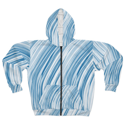 Marbled blue Zip Hoodie, Cozy Light Jacket, Casual Wear, Unique Streetwear, Gifts for Her, Fall Fashion