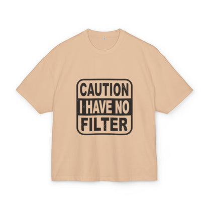 Caution No Filter Tee - T-Shirt, Funny Graphic Tee, Casual Wear, Gift for Friends, Statement Shirt