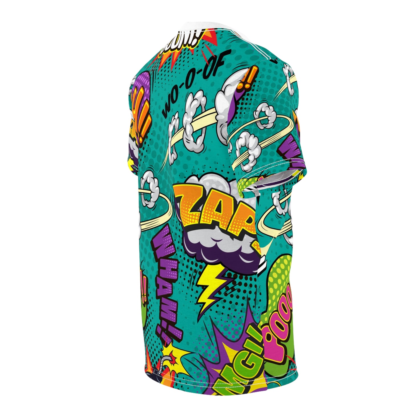 Comic Book Graphic Tee,  Tee, AOP T-shirt, Fun Graphic Shirt, Gift for Comic Lovers, Casual Wear, Cartoon Print Tee