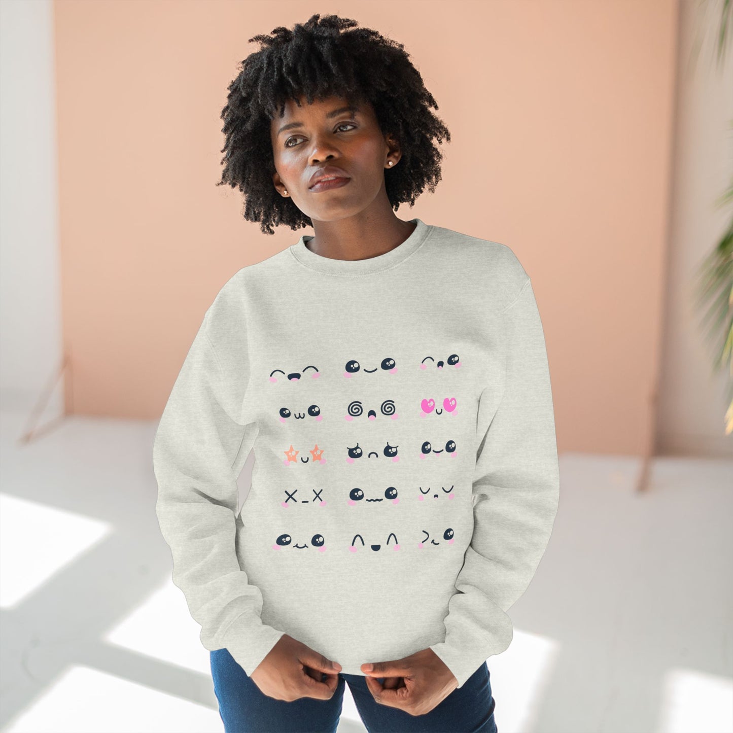 Cute Expression Crewneck Sweatshirt, Cozy Gift, Fashionable Apparel, Sweatshirt, Trendy Outfit, Perfect for Fall