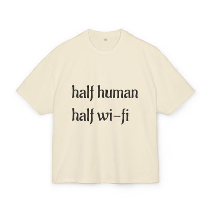 Half Human Half Wi-Fi Tee |  Cotton Box Shirt, Funny Graphic Tee, Gift for Tech Lovers, Quirky Casual Wear, Geeky Apparel