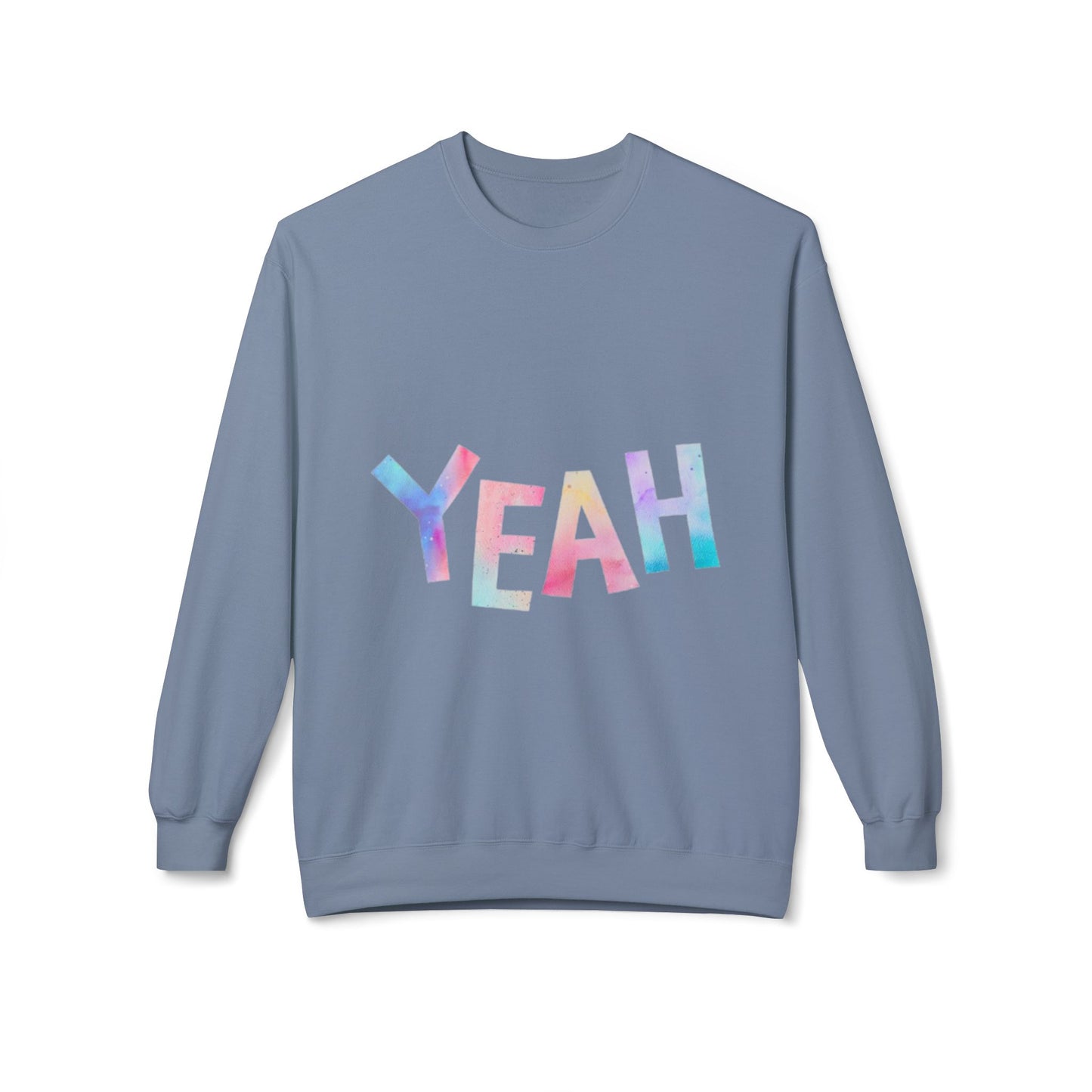 Colorful 'YEAH' Crewneck Sweatshirt,  Sweatshirt, Inspirational Gift, Cozy Fleece, Casual Wear, Everyday Comfort