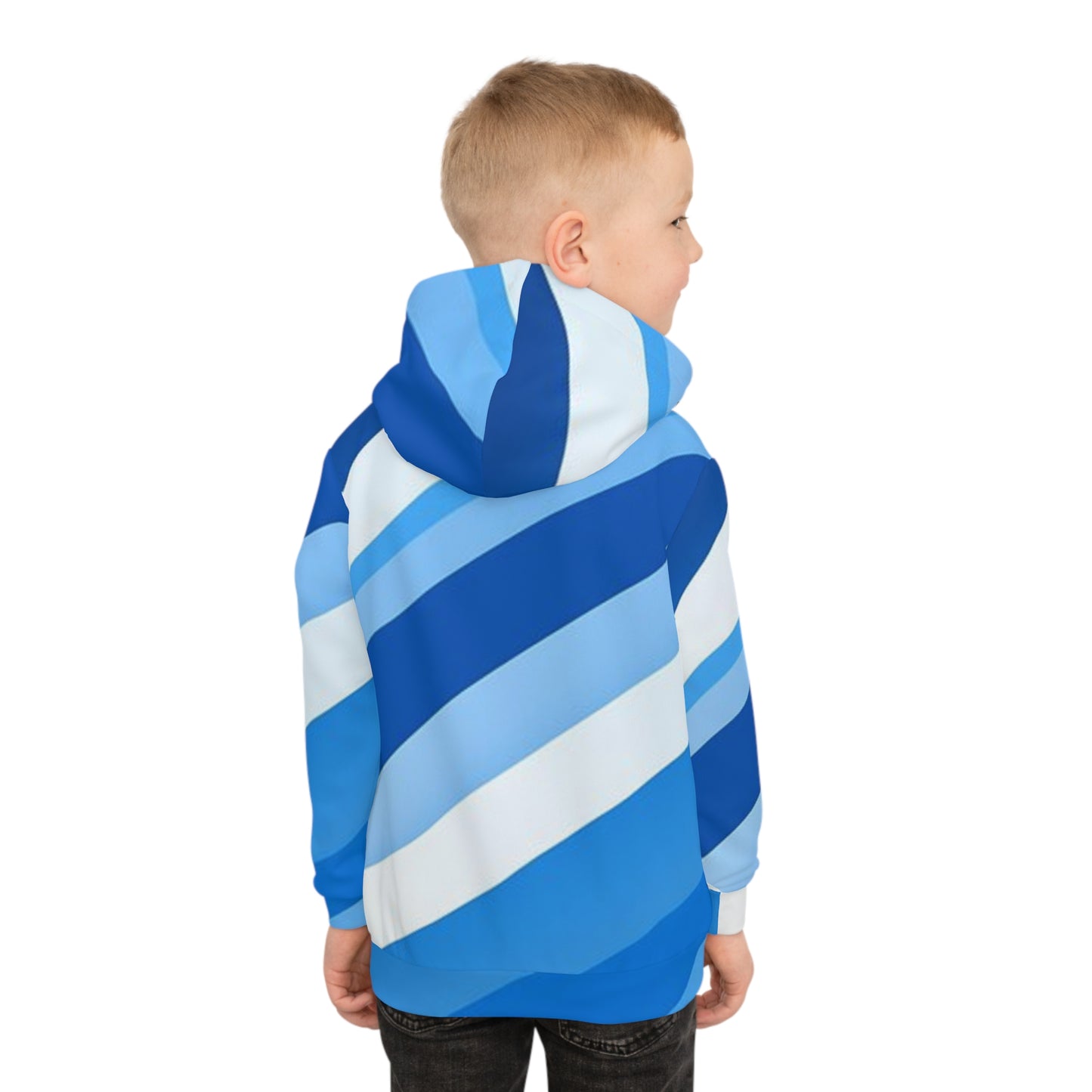 Vibrant Blue Striped Children's Hoodie, Cozy Kid's Apparel, Perfect for Playdates, Casual Wear, Birthday Gifts, Everyday Comfort