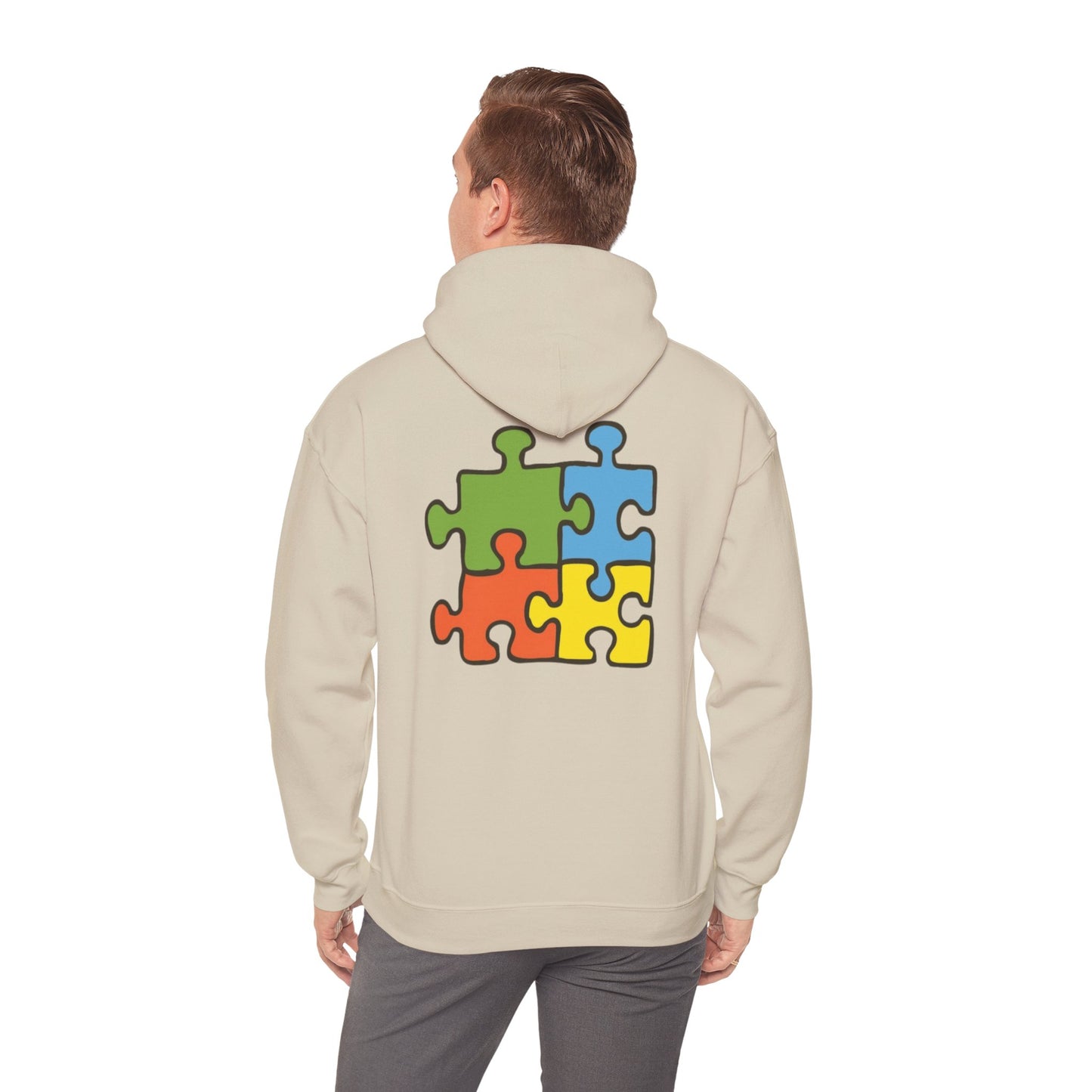 Colorful Puzzle Piece Hoodie for Creative Minds, Perfect for Gifts, Cozy Sweatshirt for Everyday Wear,