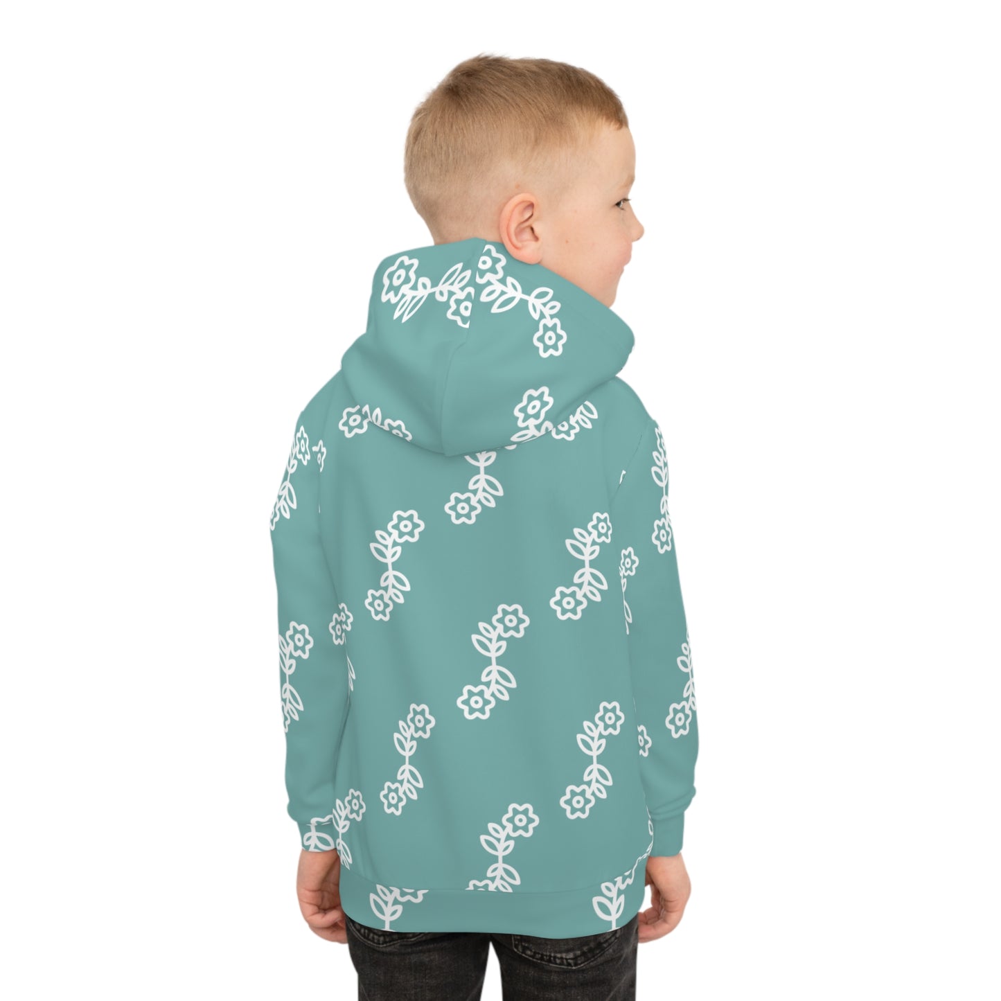 Floral Pattern Children's Hoodie, Cozy Kids Sweatshirt, Spring Fashion, Birthday Gift, Cute Toddler Hoodie, Gift for Girls