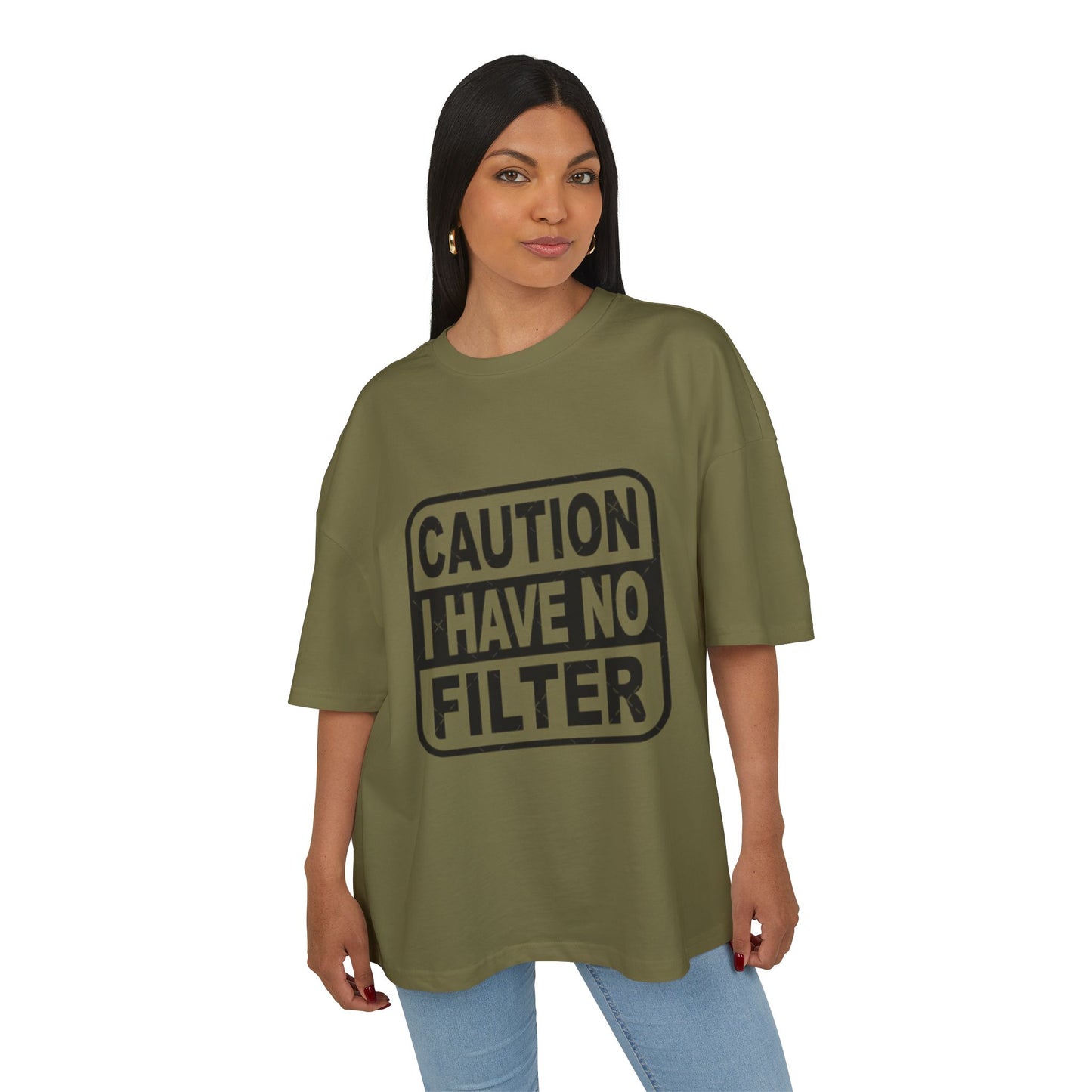 Caution No Filter Tee - T-Shirt, Funny Graphic Tee, Casual Wear, Gift for Friends, Statement Shirt