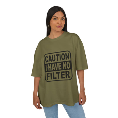 Caution No Filter Tee - T-Shirt, Funny Graphic Tee, Casual Wear, Gift for Friends, Statement Shirt