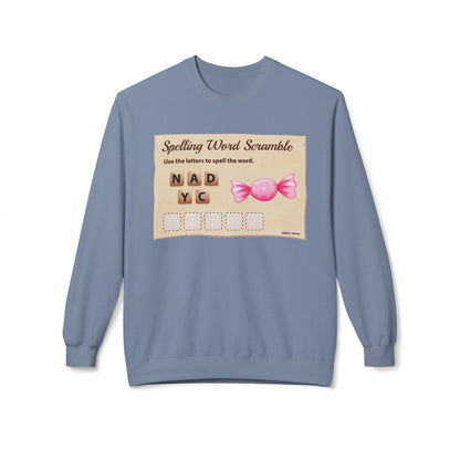 Creative Spelling Word Scramble Crewneck Sweatshirt, Fun Apparel, Unique Gift, Cozy Wear, Interactive Teaching Tool