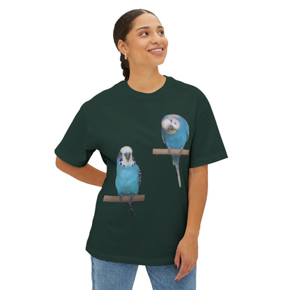 Colorful Budgie Boxy Tee, Comfortable Fashion, Bird Lover Gift, Casual Everyday Style, Unique Animal Tee,  Graphic Shirt