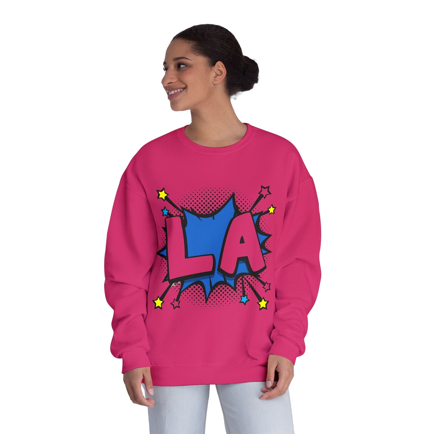 Cool LA Comic Style Crewneck Sweatshirt,  Graphic Sweater, Gift for Him, Her, Casual Wear