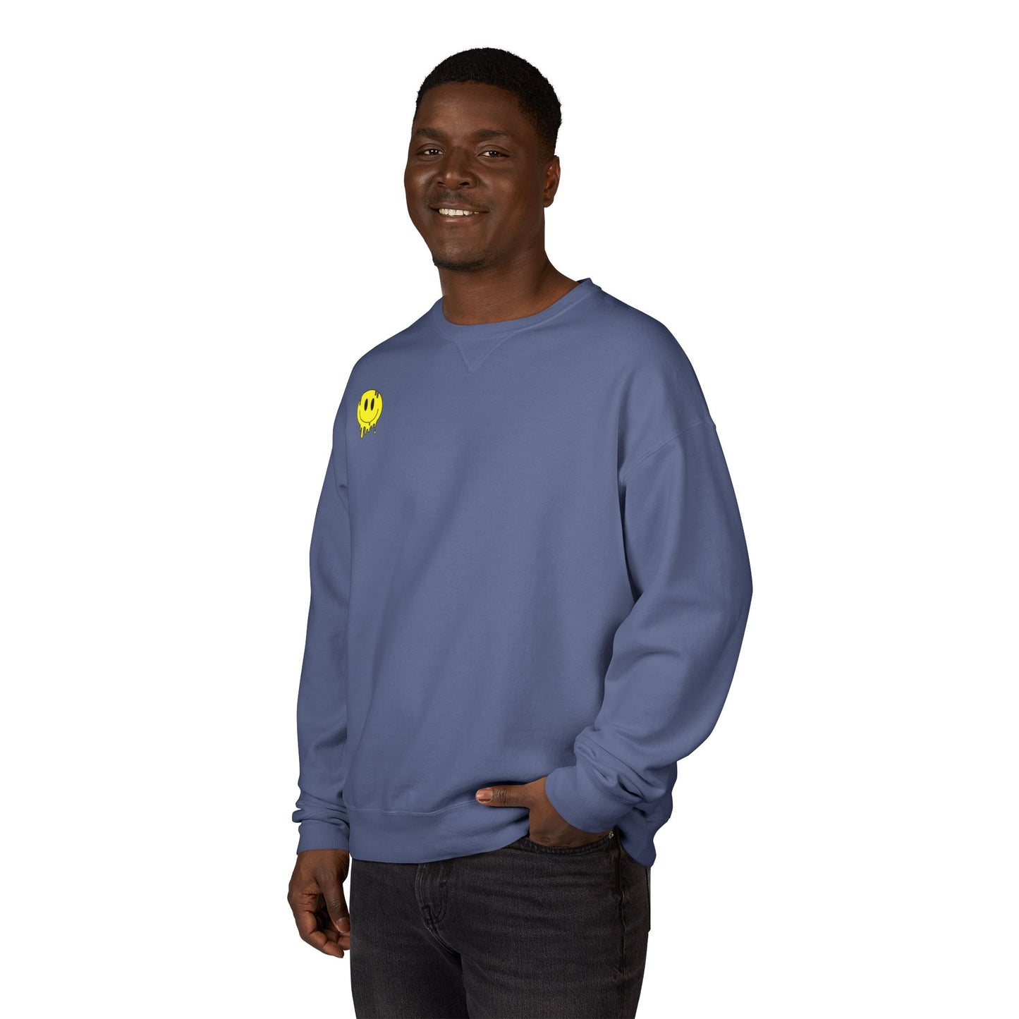 Smiley Face ComfortWash Sweatshirt | Cozy  Crewneck for Everyday Wear, Gifts, Relaxation, Casual Outfits, Cheerful Vibe