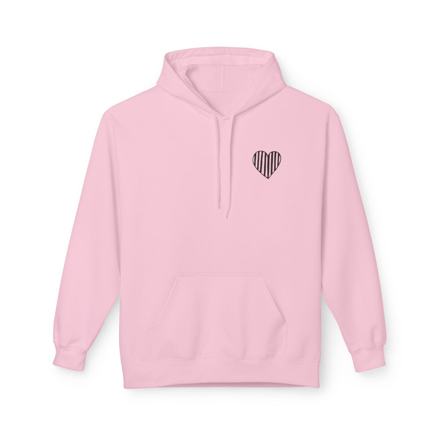 Striped Heart Fleece Hoodie - Soft, Cozy Apparel for All Seasons