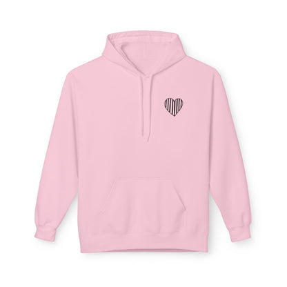 Striped Heart Fleece Hoodie - Soft, Cozy Apparel for All Seasons