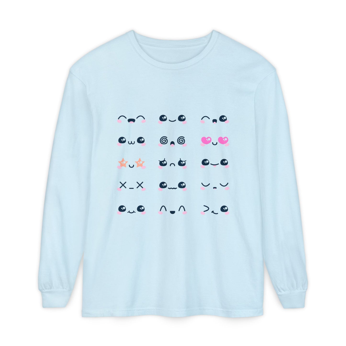 Cute Emojis Long Sleeve T-Shirt, Casual Wear, Gift for Friends, Cute Long Sleeve, Everyday Style, Graphic Tee