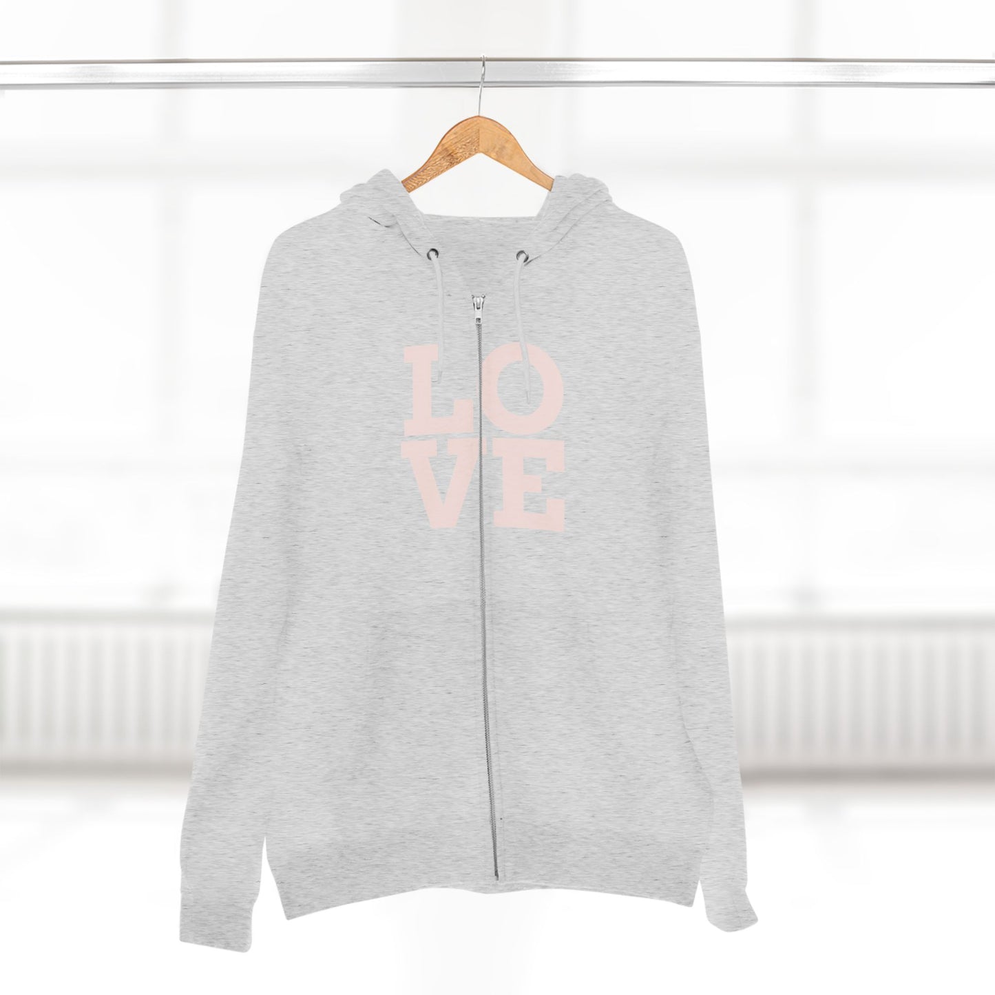 Zip Hoodie with Love Design, Cozy Streetwear for Couples, Valentine's Gift, Casual Wear, Everyday Comfort