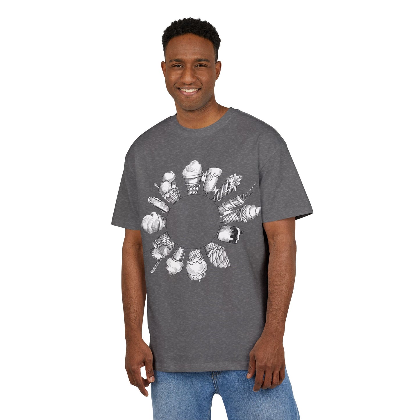 Ice Cream Lovers  Heavy Oversize Tee, Summer Fashion, Casual Wear, Gift for Foodies, Ice Cream Enthusiasts, Comfort Tee