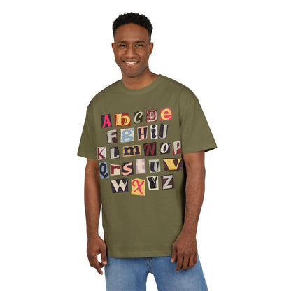 Playful Alphabet Oversize Tee, Comfortable Graphic Shirt, Casual Wear, Gift for Kids and Adults, Fun T-Shirt for Any Occasion