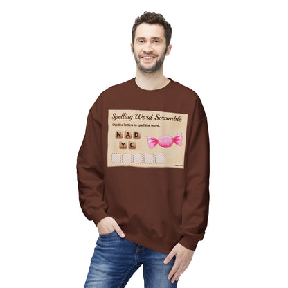 Creative Spelling Word Scramble Crewneck Sweatshirt, Fun Apparel, Unique Gift, Cozy Wear, Interactive Teaching Tool
