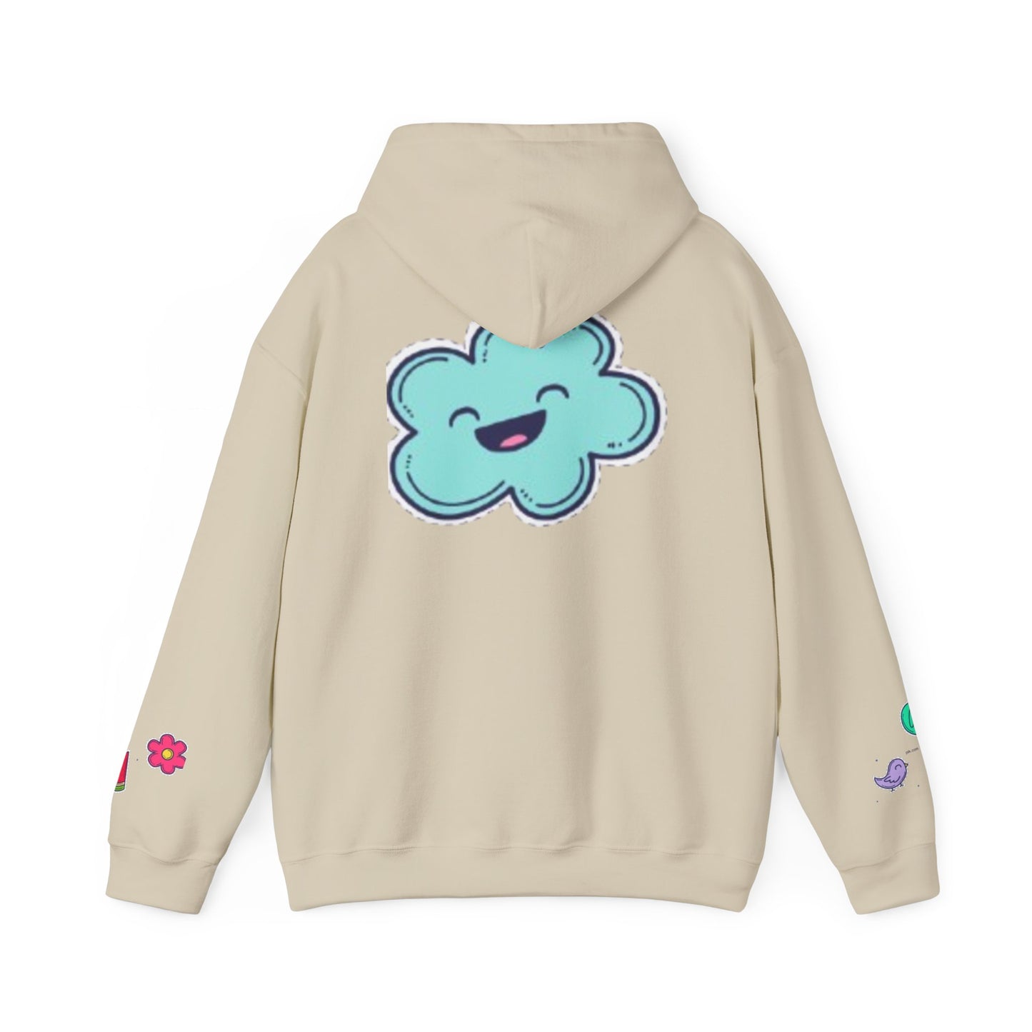 Cute Illustrated Hoodie with Flowers,  Sweatshirt for Spring, Funny Cloud Design, Gift for Teens, Cozy Casual Wear