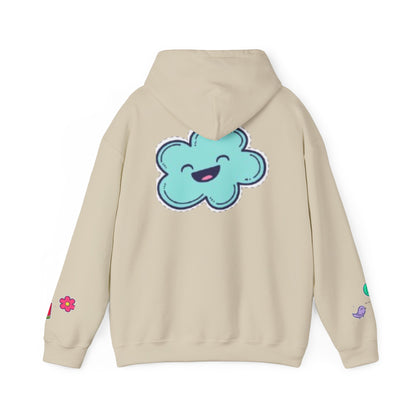 Cute Illustrated Hoodie with Flowers,  Sweatshirt for Spring, Funny Cloud Design, Gift for Teens, Cozy Casual Wear
