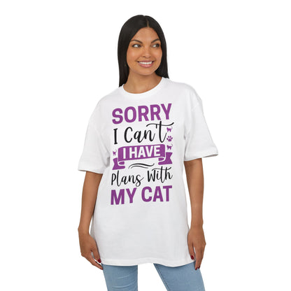 Cat Lover's Oversize Tee: Sorry I Can't, I Have Plans With My Cat - Funny Pet Tee, Gift for Cat Owners, Casual Everyday Wear, [...]
