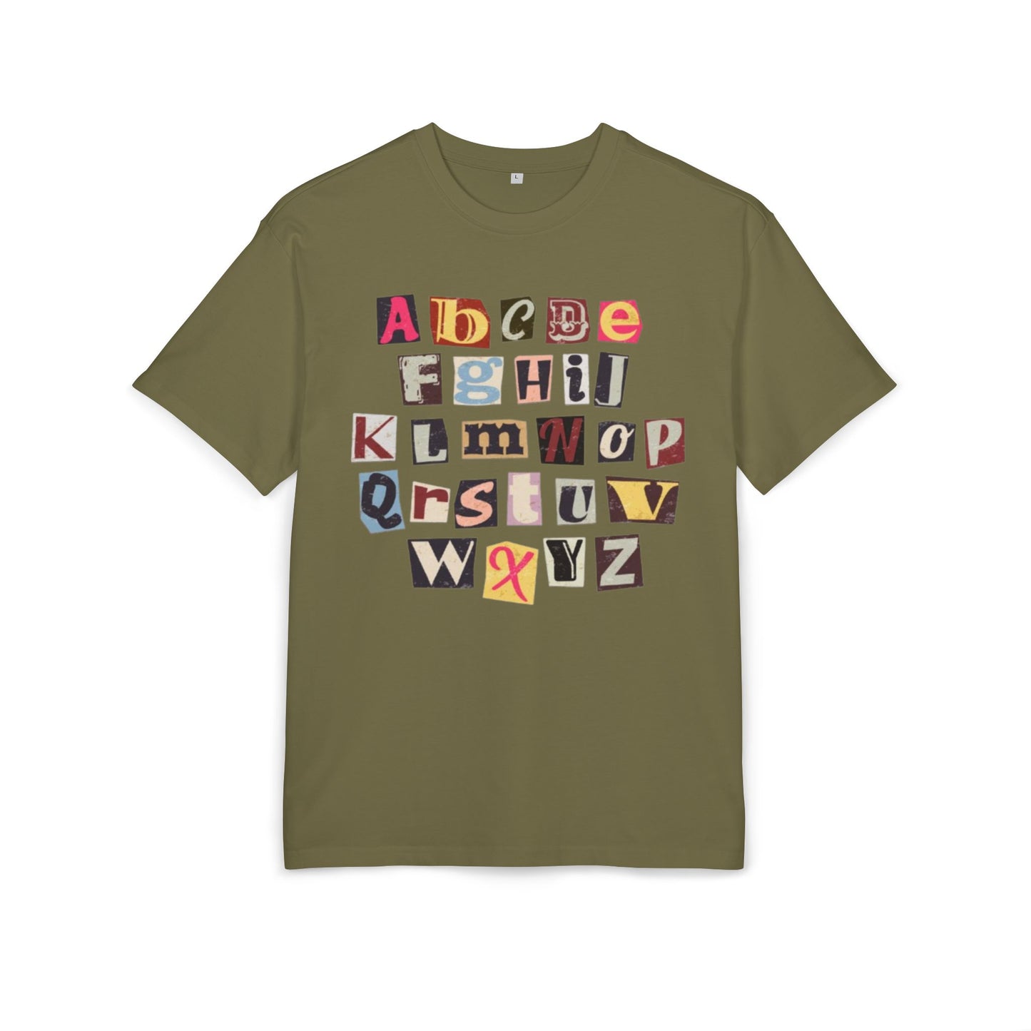 Playful Alphabet Oversize Tee, Comfortable Graphic Shirt, Casual Wear, Gift for Kids and Adults, Fun T-Shirt for Any Occasion