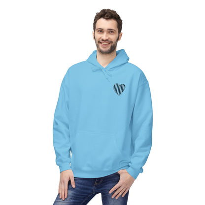 Striped Heart Fleece Hoodie - Soft, Cozy Apparel for All Seasons