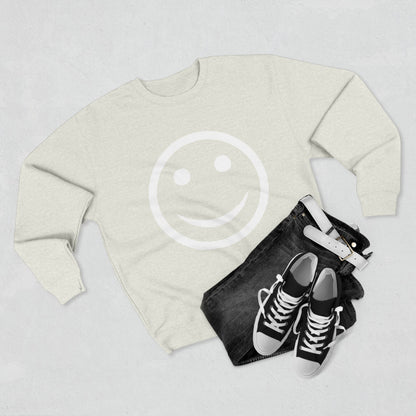 Happy Face Crewneck Sweatshirt, Cozy Gift for Friends, Casual Style, Everyday Wear, Fun Mood Boost