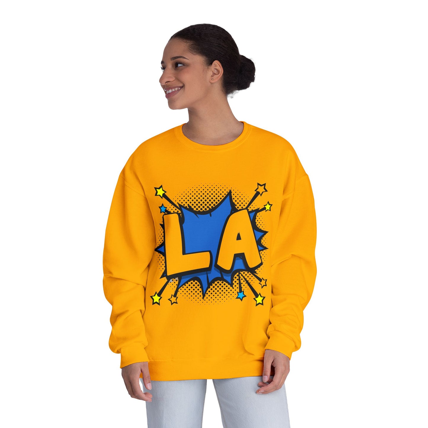 Cool LA Comic Style Crewneck Sweatshirt,  Graphic Sweater, Gift for Him, Her, Casual Wear