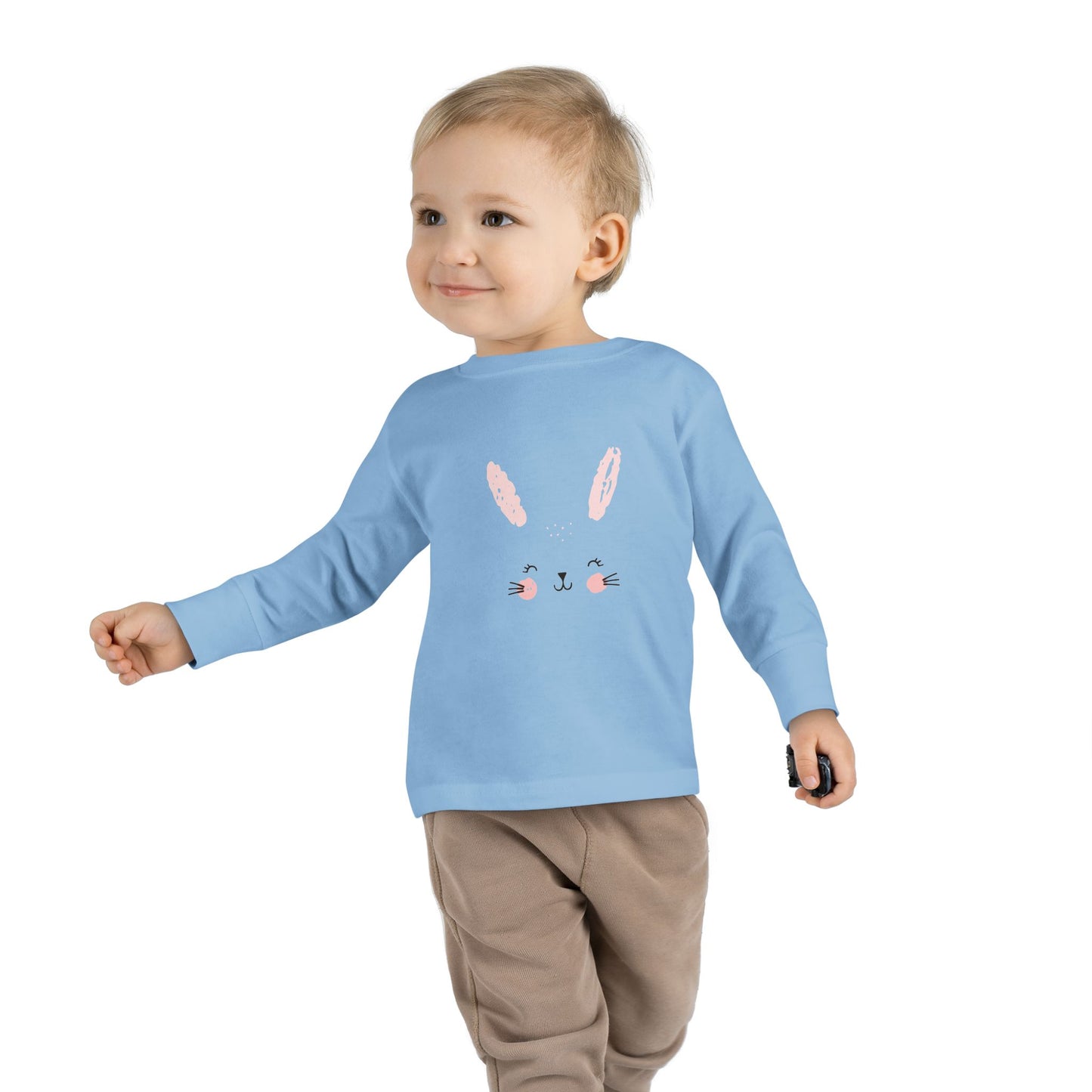 Cute Bunny Toddler Long Sleeve Tee, Rabbit Graphic Kids Shirt, Easter Gift, Spring Style, Toddler Apparel