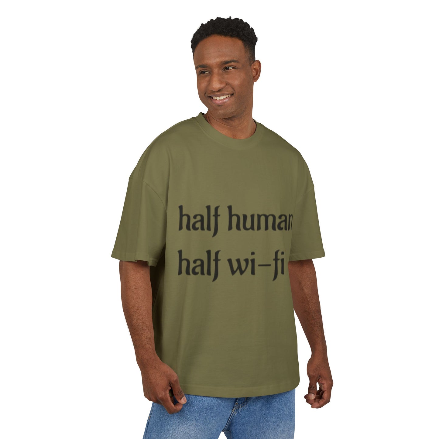 Half Human Half Wi-Fi Tee |  Cotton Box Shirt, Funny Graphic Tee, Gift for Tech Lovers, Quirky Casual Wear, Geeky Apparel