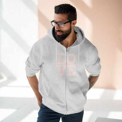 Zip Hoodie with Love Design, Cozy Streetwear for Couples, Valentine's Gift, Casual Wear, Everyday Comfort