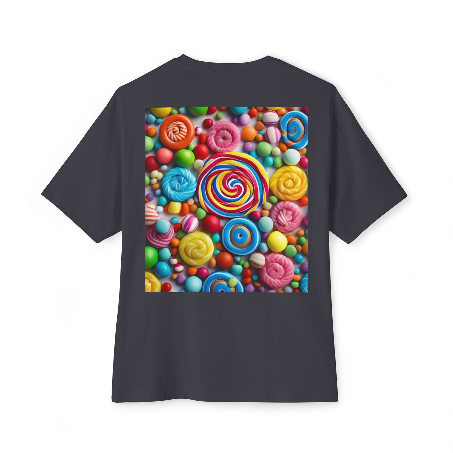 Candy-Themed  Oversized Boxy Tee, Sweet Treat Shirt, Fun Summer Tee, Trendy Casual Wear, Gift for Candy Lovers, Party Shirt, [...]