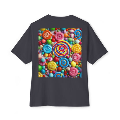 Candy-Themed  Oversized Boxy Tee, Sweet Treat Shirt, Fun Summer Tee, Trendy Casual Wear, Gift for Candy Lovers, Party Shirt, [...]