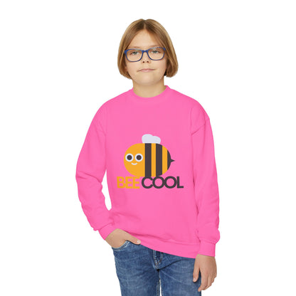 Bee Cool Youth Crewneck Sweatshirt, Cute Bee Sweatshirt, Kids Gift, Spring Fashion, Fun Casual Wear, Animal Themed Clothing